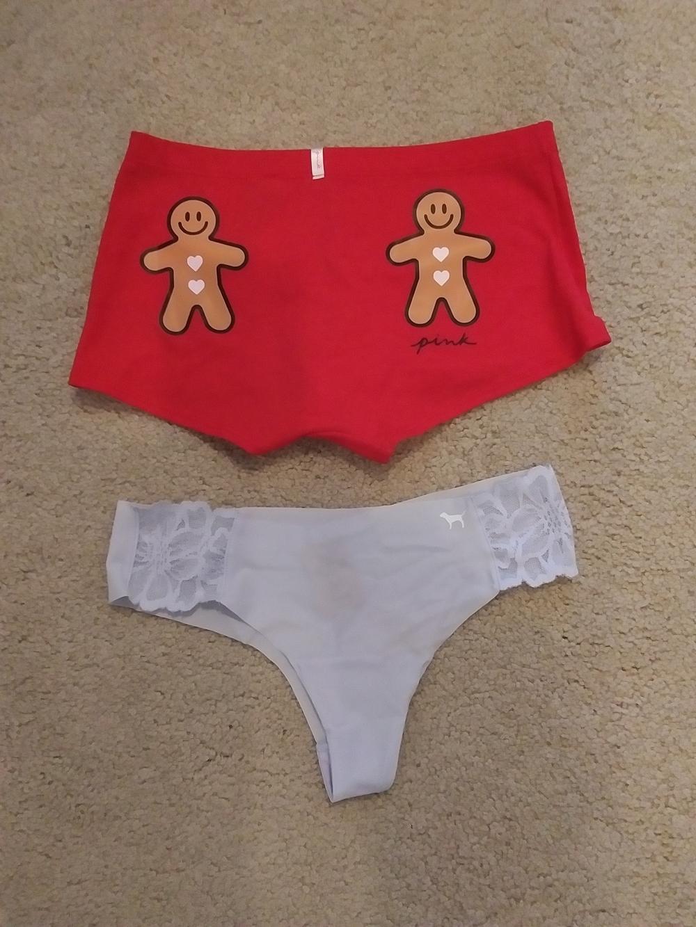 Women's Red Gingerbread Panties & Thong - PINK Victoria's Secret Brand